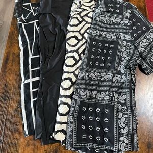 Set of 4 Denim & Flower Short Sleeve Button Down Shirts